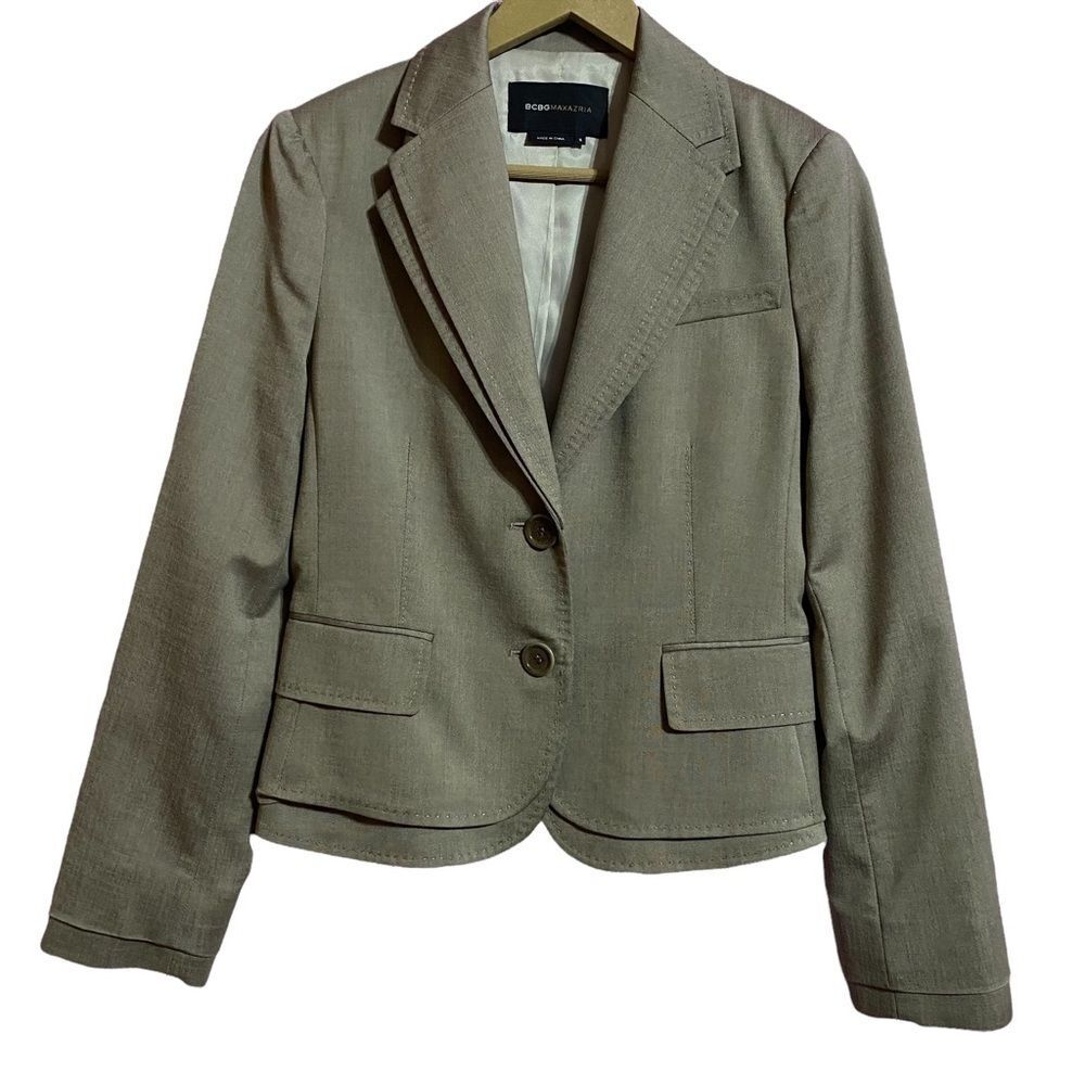 BCBGMaxAzria Blazer Women’s Small Taupe Wool Blend Casual Formal Business